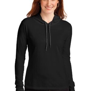 Gildan® Ladies 100% Combed Ring Spun Cotton Long Sleeve Hooded T-Shirt. 887L